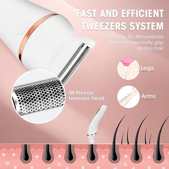 Electric Shavers for Women, 4 in 1 Hair Removal Kit with Epilator Bikini Trimmer Face Razor Body Brush Face Massager Foot Callus Remover, IPX7 Waterproof Lady Razors Set for Legs Armpit Bikini Pubic