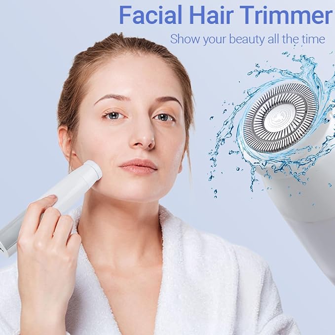 Bikini Trimmer for Women, 6-in-1 Body Hair Trimmer, Facial & Pubic Hair Removal, IPX7 Waterproof Wet & Dry Grooming Electric Shaver Kit,Cordless Travel Razor with USB Charging Dock