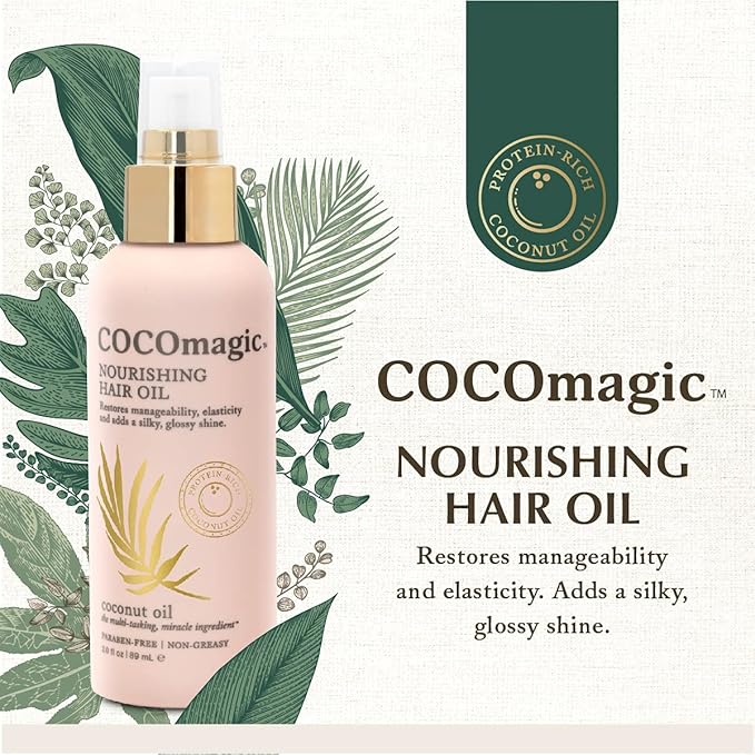 Cocomagic Nourishing Hair Oil – Restores Manageability, Elasticity & Adds Silky Shine | Hydrates, Strengthens & Smooths Frizz | Paraben-Free, Cruelty-Free, Made in USA (10 Fl Oz)