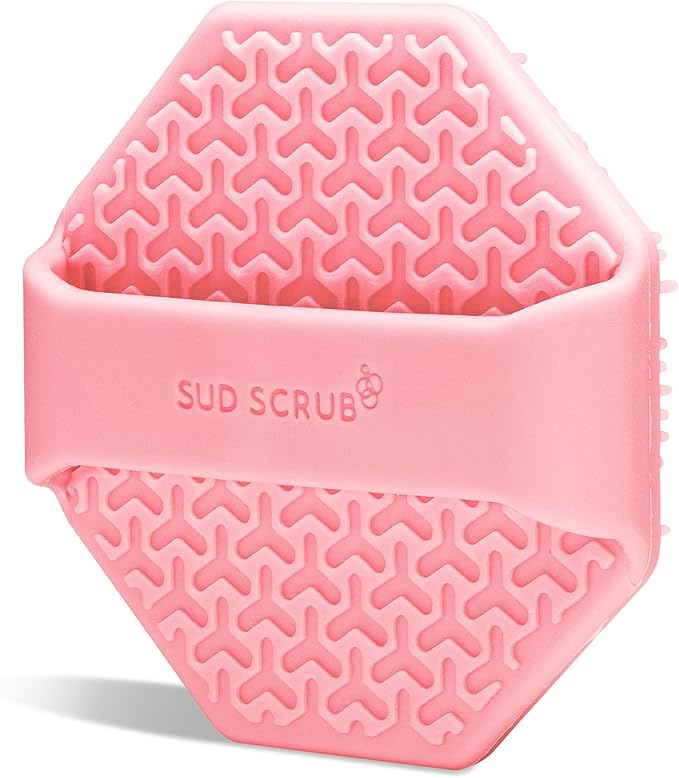 Sud Scrub® Antimicrobial Silicone Face Scrubber, 1 Pack, Gentle Face Exfoliator for Sensitive Skin, Eco Friendly Facial Cleansing Brush, Exfoliating Face Brush for Men and Women (Pink)