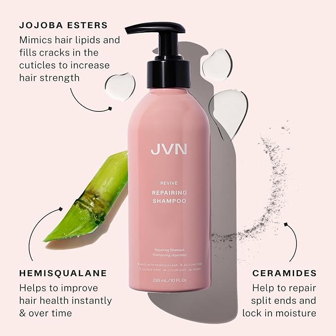 JVN Revive Repairing Shampoo & Conditioner Set (20 Oz), Strengthen & Repair Damaged, Color Treated, or Fragile Hair, Hair Care for Women and Men, No Silicones or Sulfates