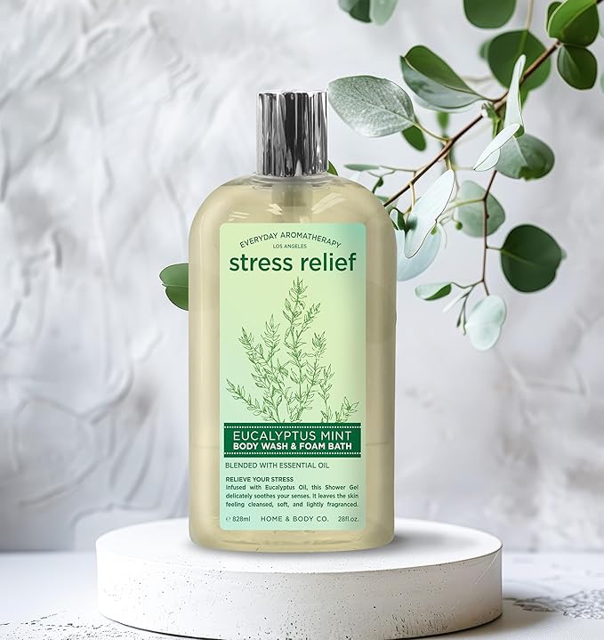 Everyday Aromatherapy Body Wash Duo | Eucalyptus Mint and Lavender Chamomile | 28oz Pack of 2 | Home and Body Company