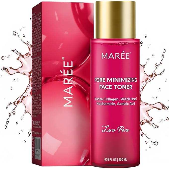 MAREE Pore Minimizer for Face Toner – Oil Control Facial Toner with Niacinamide, Witch Hazel & Marine Collagen – Gentle Exfoliating Face Toner for Women – Oily, Normal, Sensitive Skin – Tonico Facial