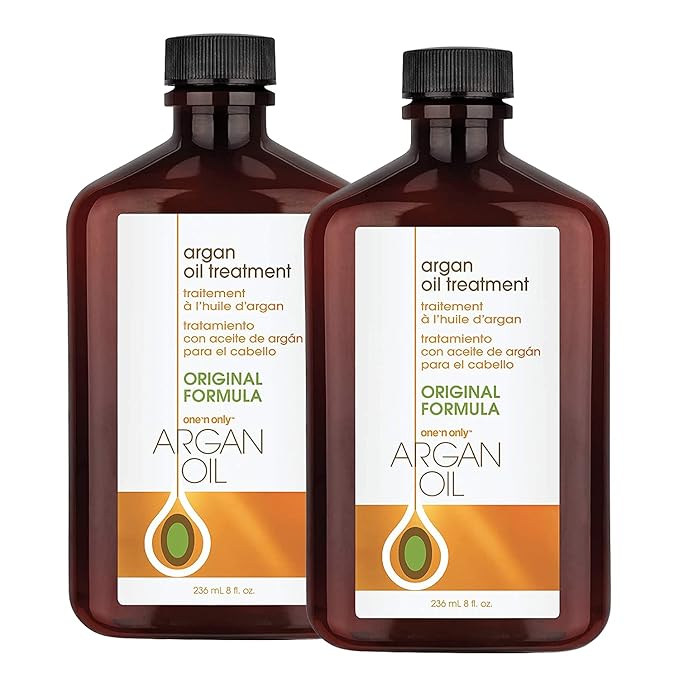 One n Only Argan Oil Hair Treatment - Lightweight & Hydrating Hair Oil for Natural, Wigs & Extensions - Shine Enhancing, Heat Protectant & Frizz Control (8 oz, 2pk)