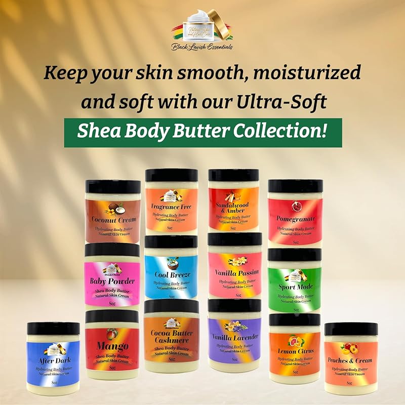Ultra-Soft Shea Body Butter, Dry Skin Cream for Radiant Moisturized Skin, Natural Hydrating Body Lotion with Aloe Vera, Argan Oil, Rosehip Oil, (Vanilla Passion, 8oz)
