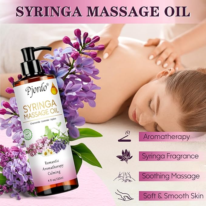 2 Pack Massage Oil for Massage Therapy, Lilac Oil, Lavender Massage Oil for Skin, with Massage Roller Ball, Natural Body Oil for Calming, Aromatic, Soothing, Spa Gift Set for Him Her