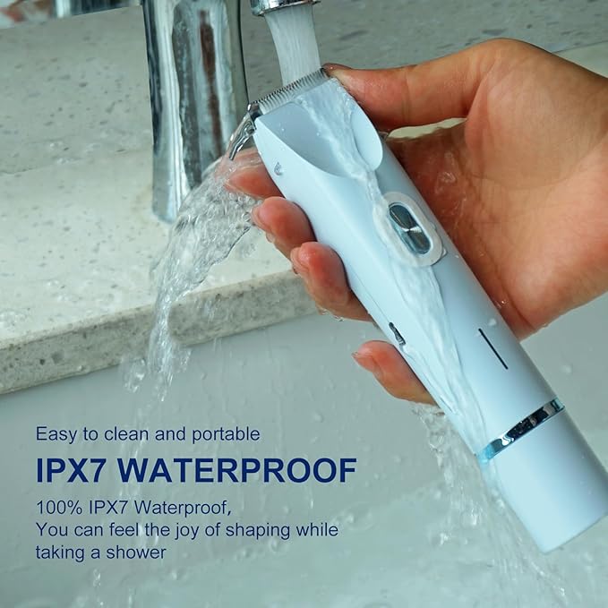 Electric Bikini Trimmer for Women, 2-in-1 Waterproof Painless Hair Removal, Face Body Private Area Shaver, Blue