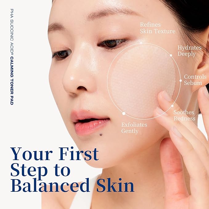 Re.SPN PHA Succinic Acid Calming Toner Pads – Daily Exfoliating, Hydrating and Soothing with CICA, Caffeine, Non-comedogenic, Vegan, Glass Skin, K-Beauty (35 Count)
