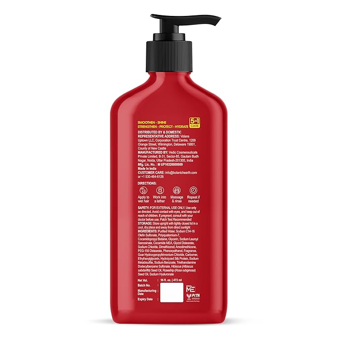 Botanic Hearth Hibiscus Shampoo Infused With Rosehip Oil, Hydrolyzed Silk Protein & Hyaluronic Acid Clarifying Shampoo To Smooth, Add Shine & Strengthen Hair| For All Hair Types, 16 Fl Oz