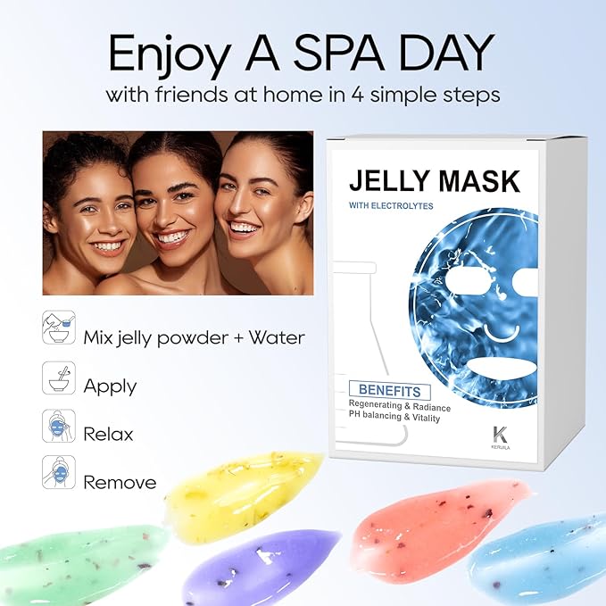 Jelly Masks For Facials Professional, Peel Off Jelly Face Mask Skincare, Jelly Mask Powder for Facials Mask Mixing Bowl Set, Hydrojelly Mask Kit for Hydrating, Nourishing Soothing