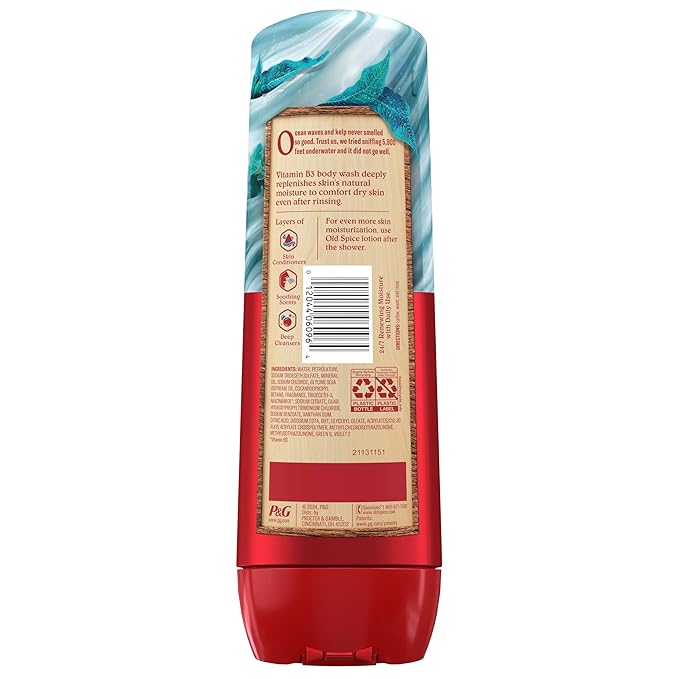 Old Spice Body Wash GentleMan’s Super Hydration for Men, 24/7 Renewing Moisture, Gentle on Skin with Skin Conditioners, Deep Sea with Ocean Waves + Kelp Scent, 20 oz