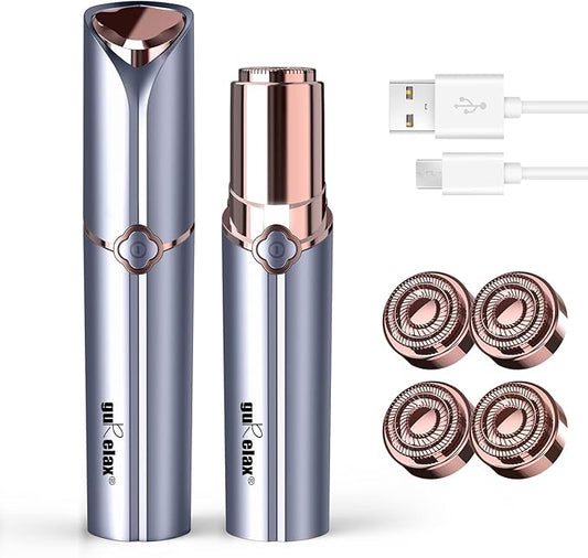 Facial Hair Removal for Women, GURELAX Hair Remover for Face, Painless Hair Removal Device, Face Shavers for Chin Upper Lip -Included 4 x Replacement Heads