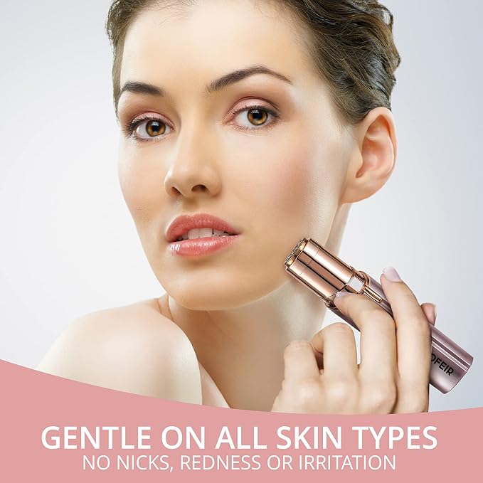 Facial Hair Removal for Women: Electric Hair Removal Device - Rechargeable Painless face Razor for Chin Upper Lip Peach Fuzz with Light (Pink)