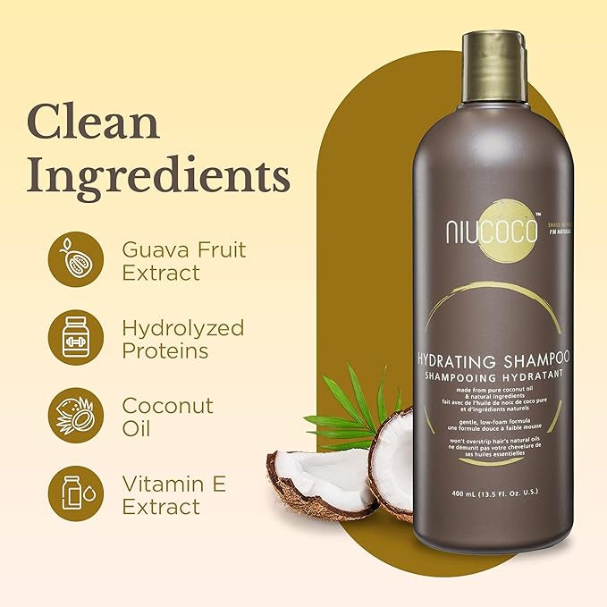 Anti Dandruff,Vegan, and Natural Hydrating Shampoo for Dry, Itchy Scalp, and Damaged Hair with Coconut Oil & Vitamin E, 250ml