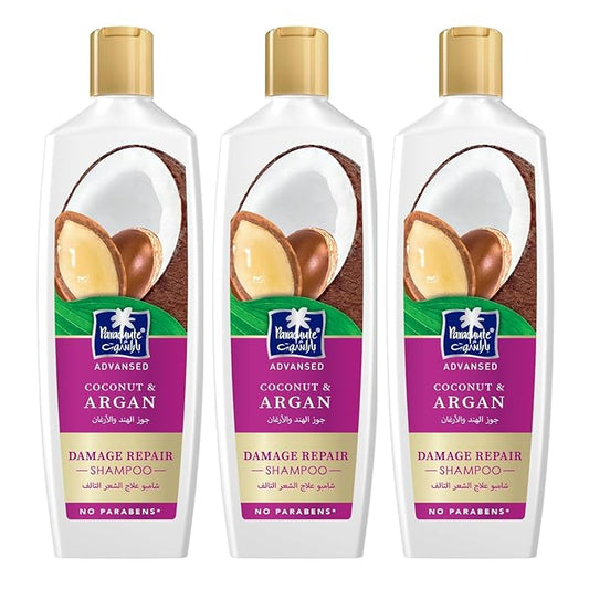 Parachute Advansed Argan Shampoo with Coconut | Repairs Dry & Damaged Hair| Moisturizes Hair| 0% Harmful Chemicals | 11.4 Fl oz | Pack of 3