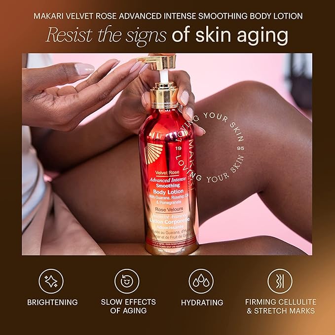 Makari Velvet Rose Advanced Intense Smoothing Body Lotion (16.8 oz) | Skin Firming and Tightening Lotion and Body Moisturizer | Anti-Aging Body Lotion for Dry Skin | Body Skin Care Products