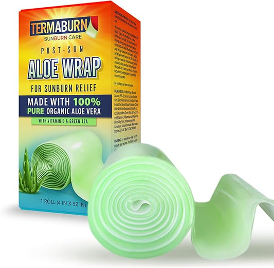 Aloe Wrap for Sunburn Relief – New Hydro-Gel After Sun Organic Aloe Skin Treatment for Long-Lasting Relief from Pain, Itching, and Peeling. Made in The USA with 100% certified organic Aloe