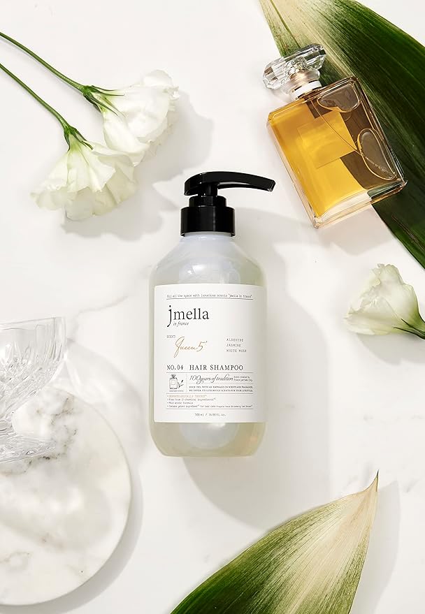 jmella IN FRANCE Hair Care Queen5 Shampoo 16.9 floz with luxury fragrance- Chemical free- Strawberry leaf extract -4 types of plants oil -17 types of amino acid complex, Hydrolyzed Collagen