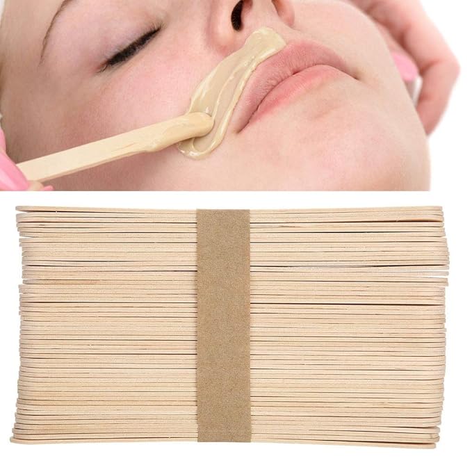 Wax Applicator Sticks, 100pcs Wooden Disposable Epilation Wax Tool Wax Waxing Wood Body Hair Removal Sticks Applicator Wax Spatulas Applicator for Mask Hair Remove Cream Ice Cream Stick