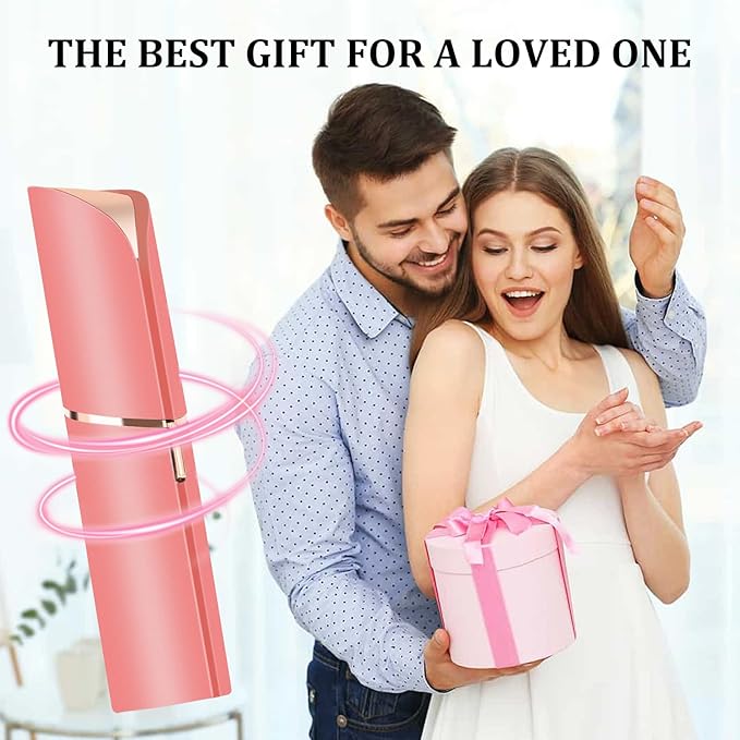 Facial Hair Removal for Women, Portable Painless Hair Remover Device, Rechargeable, with 2 Replacement Heads, for Face, Upper Lip and Chin (Rose god)