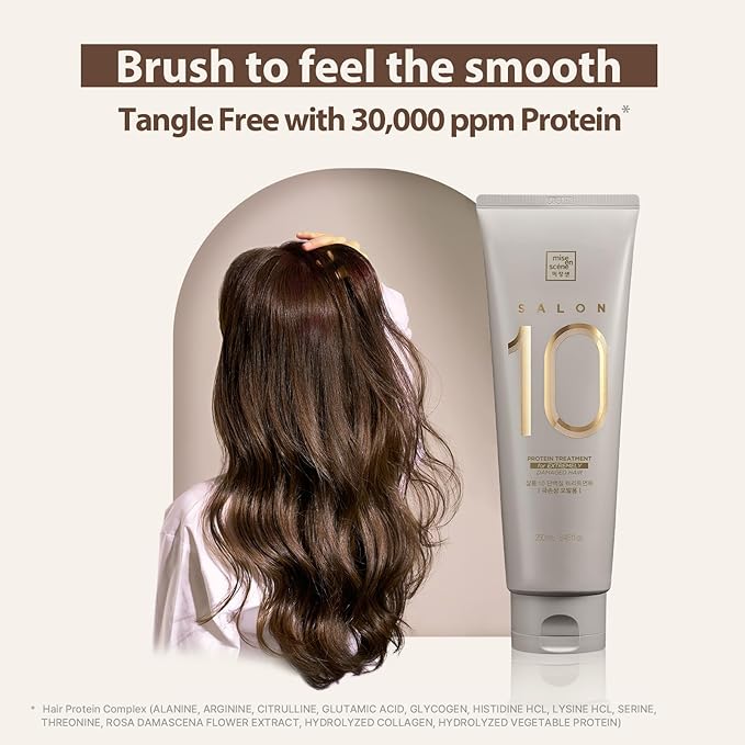 Mise En Scene Salon 10 Protein Treatment for Severe Damaged Hair - Low Porosity Hair Care, Deep conditioner with Floral Fragrance, 10-Second Protein Recover, Korean hairproduct 8.45 Fl. Oz. (250ml)