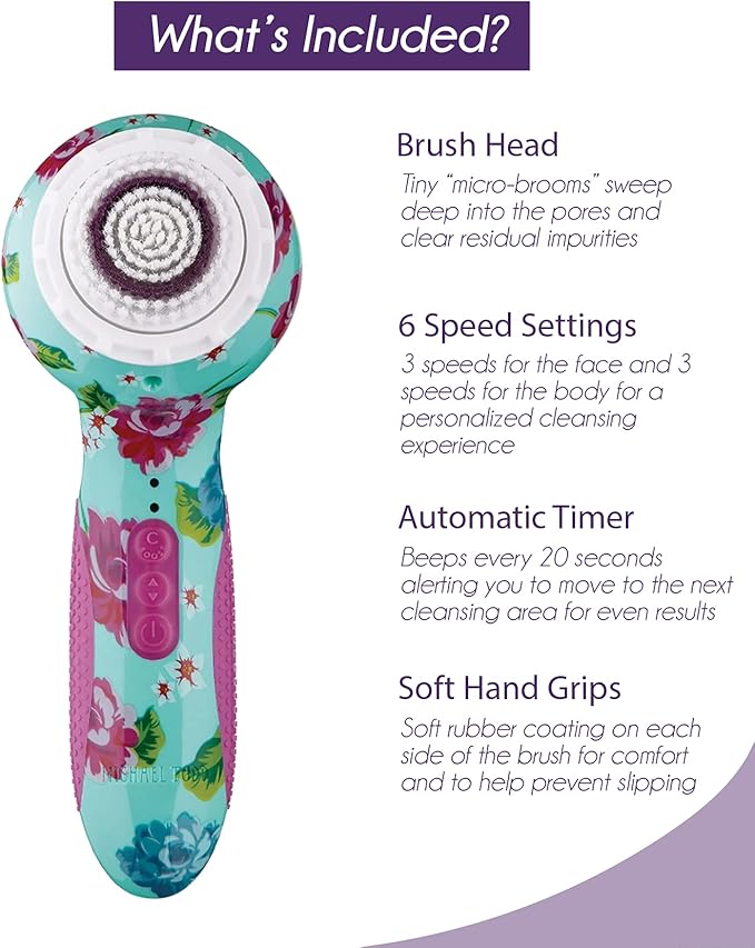 Michael Todd Beauty - Soniclear Elite - Facial Cleansing Brush System - 6-Speeds - Face Cleansing Brush & Exfoliating Body Scrubber