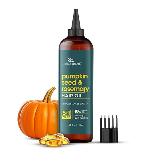 Botanic Hearth Pumpkin Seed Rosemary Oil For Hair Growth (6.7 fl oz)| Infused with Pumpkin Seed, Rosemary, Castor Oil | Hair Oil Repairs Dry Damaged Hair, Strengthening, Moisturizing, Healthier Hair