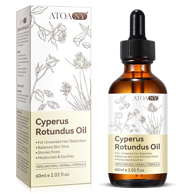 Cyperus Rotundus Oil for Hair Removal, 100% Natual Cyprus Rotundus Oil Cypress Oils Hair Inhibitor, Reducing Body Hair Growth, Moisturizes & Soothes Skin, Shrink Pores, For All Skin Types, 2.02 Fl.Oz
