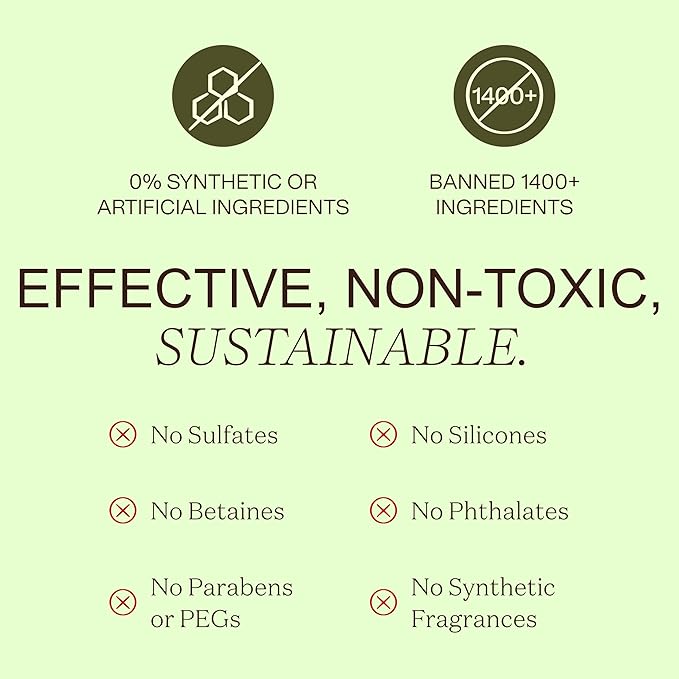 Non Toxic Vegan Shampoo with Organic Ingredients, Apple Cider Vinegar & Tea Tree Oil - Sulfate Free, Color Safe, Paraben Free, Gluten Free, Cruelty Free, pH Balanced (2-Pack)