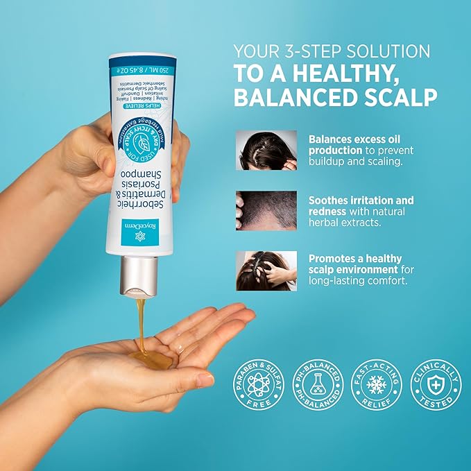 Roycederm Psoriasis Shampoo, Seborrheic Dermatitis Shampoo, Folliculitis, Dandruff, Scalp Psoriasis & Seborrheic Dermatitis Treatment, Dry Itchy Scalp Treatment - 2 Pack