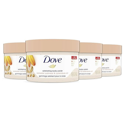 Dove Scrub for Silky Skin Oatmeal & Calendula Oil Body Scrub Exfoliates & Gives Lasting Nourishment 10.5 oz 4 Count