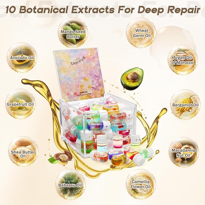 Hair Oil Perfume - 40 Pcs Hair Perfume & Oil Serum Treatment Avocado Nourishing Shining for Women Man Frizz Dry Damaged Hair, Leave-in Serum Long Lasting Scent (Osmanthus Whisper)