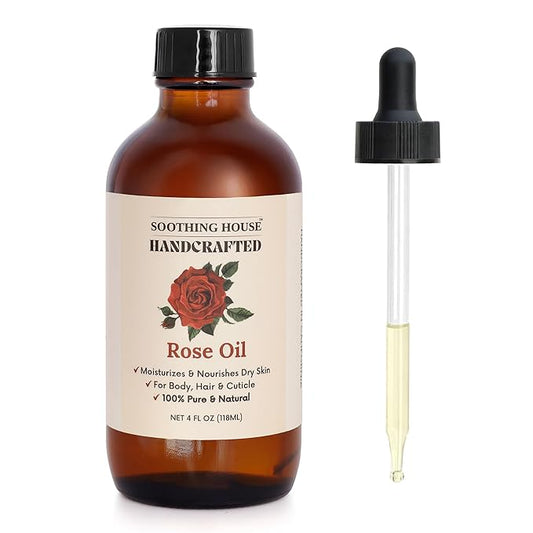 Rose Body Oil, Moisturizing Body Oil for Soft Skin and Dry Skin With Jojoba, Olive, Vitamin E & Rose Oil, 4 oz
