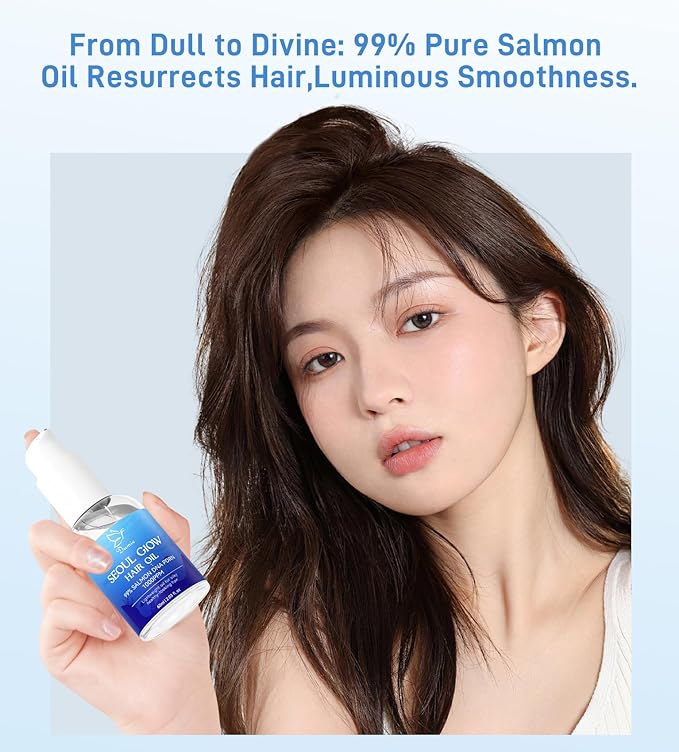 Salmon DNA PDRN Hair Oil, Deep Repair for Dry, Damaged Hair, Heat Protectant for Frizz Control, Smoothness & Shine, Lightweight Argan, Jojoba & Squalane Oil, Fragrance-Free,2.03 fl.oz