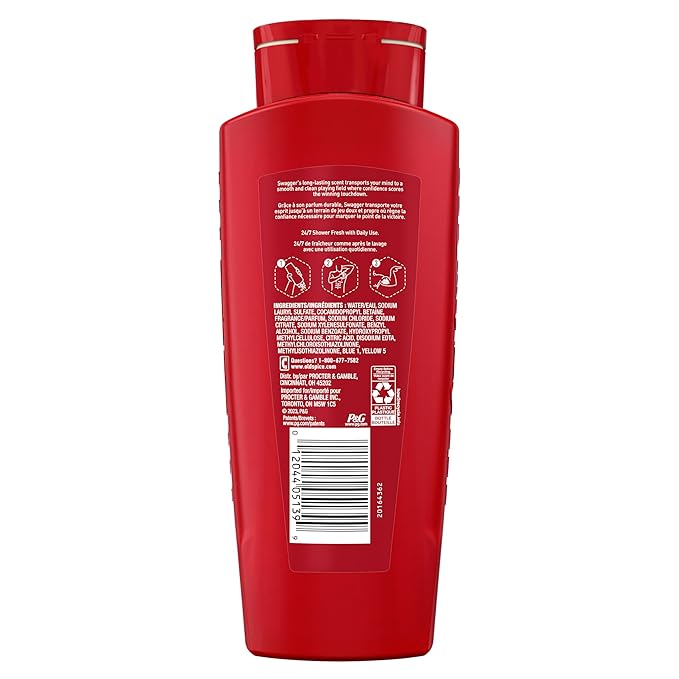 Old Spice Refreshing Body Wash for Men, 3X Defense, 24/7 Shower Fresh with Long Lasting Scent, Red Collection, Swagger with Cedarwood Scent, 24 oz (Pack of 4)