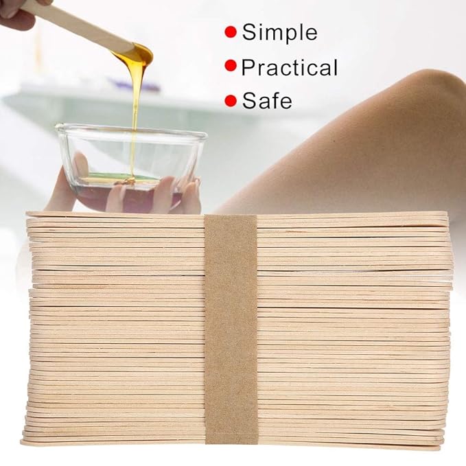 Wax Applicator Sticks, 100pcs Wooden Disposable Epilation Wax Tool Wax Waxing Wood Body Hair Removal Sticks Applicator Wax Spatulas Applicator for Mask Hair Remove Cream Ice Cream Stick
