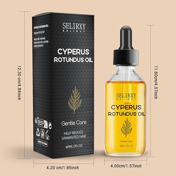 Pure Cyperus Rotundus Oil, Natural Extract Oil for Face, Plant-Based Body Oil for Delicate Skin, Lightweight Formula for Daily Use, After Shaving or Waxing (60ML)