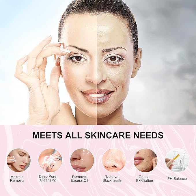 Facial Cleansing Brush, Silicone Face Scrubber Exfoliator for Men & Women, Electric Face Brush Waterproof, with 3 Speeds Adjustable for Deep Cleaning, Removing Blackhead, Face Massaging (Pink)