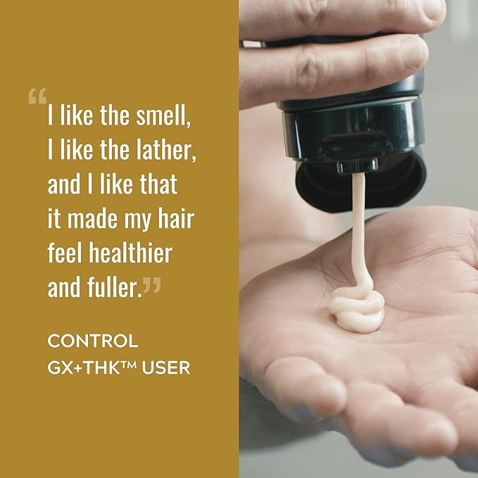 Just for Men Control GX + THK Thickening Shampoo with Grey Reduction, Shampoo for Thinning Hair with Alpha Keratin, Thickens Hair Up to 20%, Works with Every Hair Texture, 4 oz