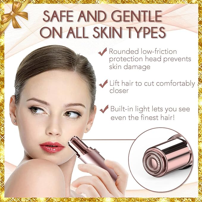 gurelax Facial Hair Remover for Women, Painless Hair Removal Device(with 2 x Replacement Heads) -Best Touch Face Shaver for Mother/Wife/Girlfriend, Electric Razors for Upper Lip, Chin