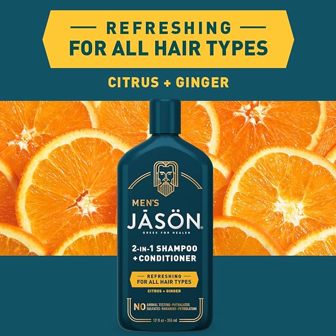Jason Men's Refreshing 2-in-1 Shampoo and Conditioner, 12 oz