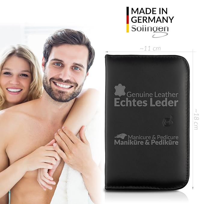 Manicure Set Women and Men – 12-Piece Professional Grooming Kit with Premium Tools, Genuine Leather Case, and exclusive Glass Nail File for Hand & Foot Care, German Quality