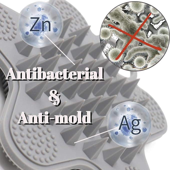 LUCKSTELLA 100% Silicone Dual-Sided Shower Brush – Star-Shaped Body Scrubber & Scalp Massager, Gentle for Hair & Skin (Pink)