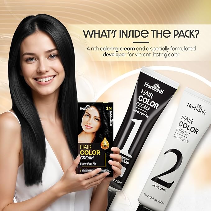 Black Rapid Infusion Hair Color Cream, Permanent Hair Dye in One Minute with Comb Applicator and Argan Oil Deep Conditioning Hair Mask 5.07 FL OZ Combo Pack