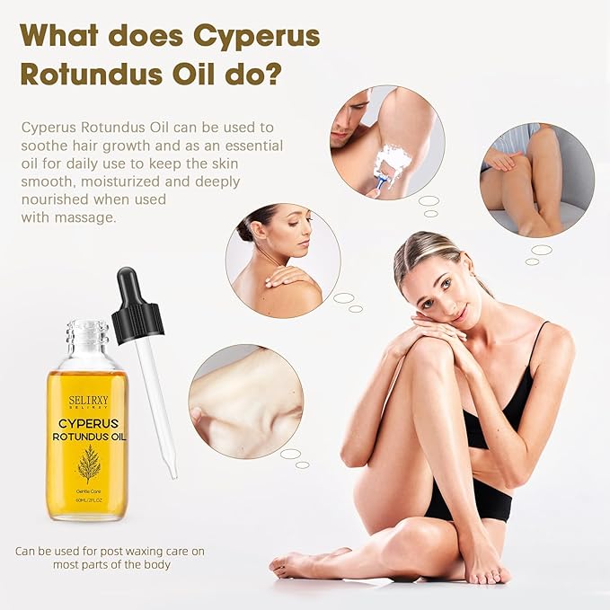 Cyperus Rotundus Oil, Natural Botanical Oil for Sensitive Skin & After Shaving Care, Lightweight Moisturizing Body Oil for Men and Women, 60ML