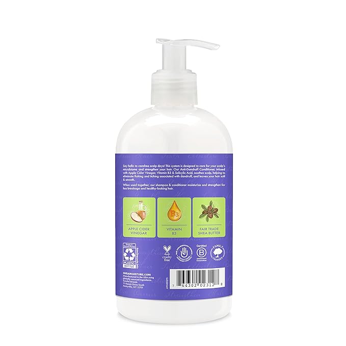 SheaMoisture Hair Care System Anti-Dandruff For Stronger Hair & Healthier Scalp Conditioner Formulated With Apple Cider Vinegar And Fair Trade Shea Butter 13oz