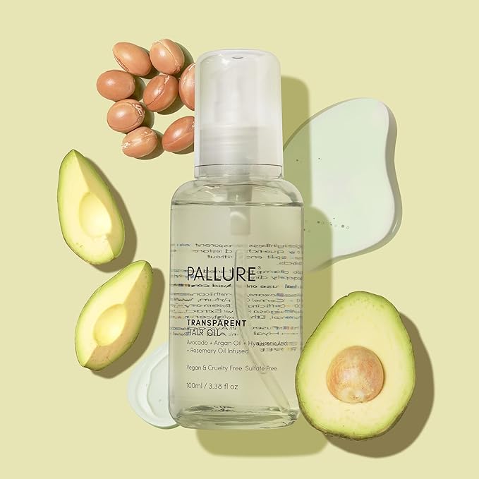 Transparent Hair Oil Treatment, To Support Thicker, Voluminous, Fuller Looking Hair, Infused with Hyaluronic Acid, Biotin, Avocado and Rosemary Oil (3.4 Fl Oz)