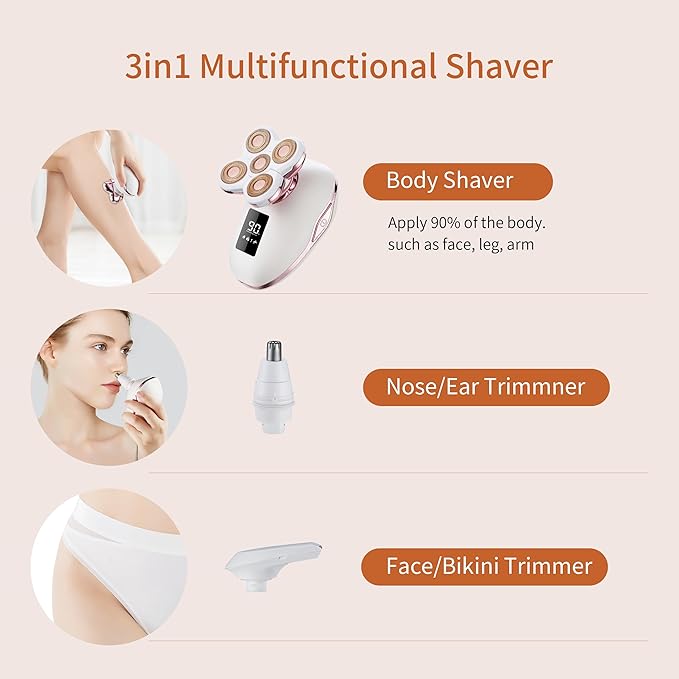Women's Electric Razors For Women Legs Pubic Facial Hair Removal 2 In 1 Womens Electric Shaver For Women,Bikini Trimmer For Lady,Waterproof