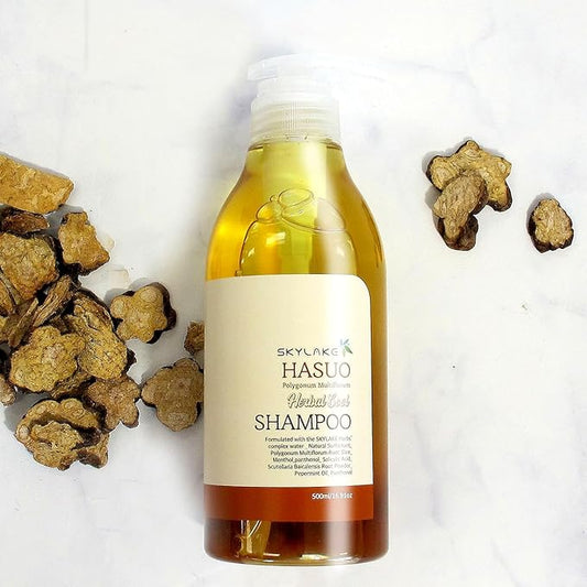 Skylake Hasuo Herbal Cool Shampoo with Fallopia Multiflora and Peppermint – Refreshing, Cleansing, and Cooling for the Hair – Unisex Herbal Formula