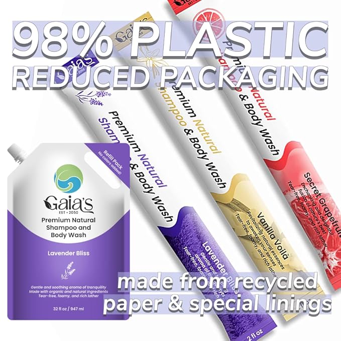 GAIA'S Natural Body Wash and Shampoo Lavender, Bulk Refill Size, 64 Fl Oz, Sulfate Free, Paraben Free, Dye Free, Tear Free, Organic and Natural Ingredients, PH Balance Feminine